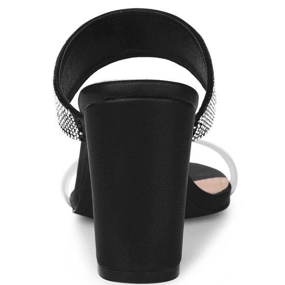 Allegra K Black and Clear Rhinestone Heels - Picture 4 of 4